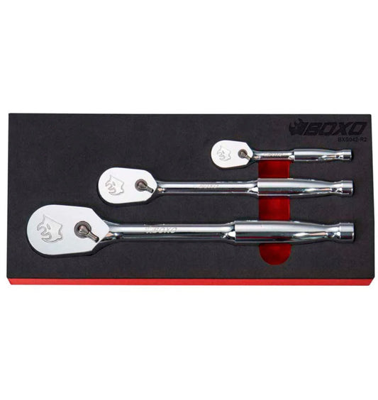 BOXO 3PC 90T PEAR-HEAD RATCHET SET