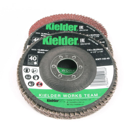 Kielder KWT-145 115mm 40 Grit Flap Disc for Angle Grinder (3 pack)