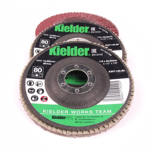 Kielder KWT-145 115mm 80 Grit Flap Disc for Angle Grinder (3 pack)